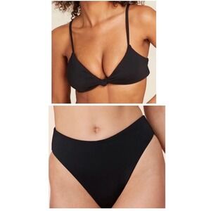 Andie bikini Set Santorini Top 90s High Waisted Bottom black size M NWT